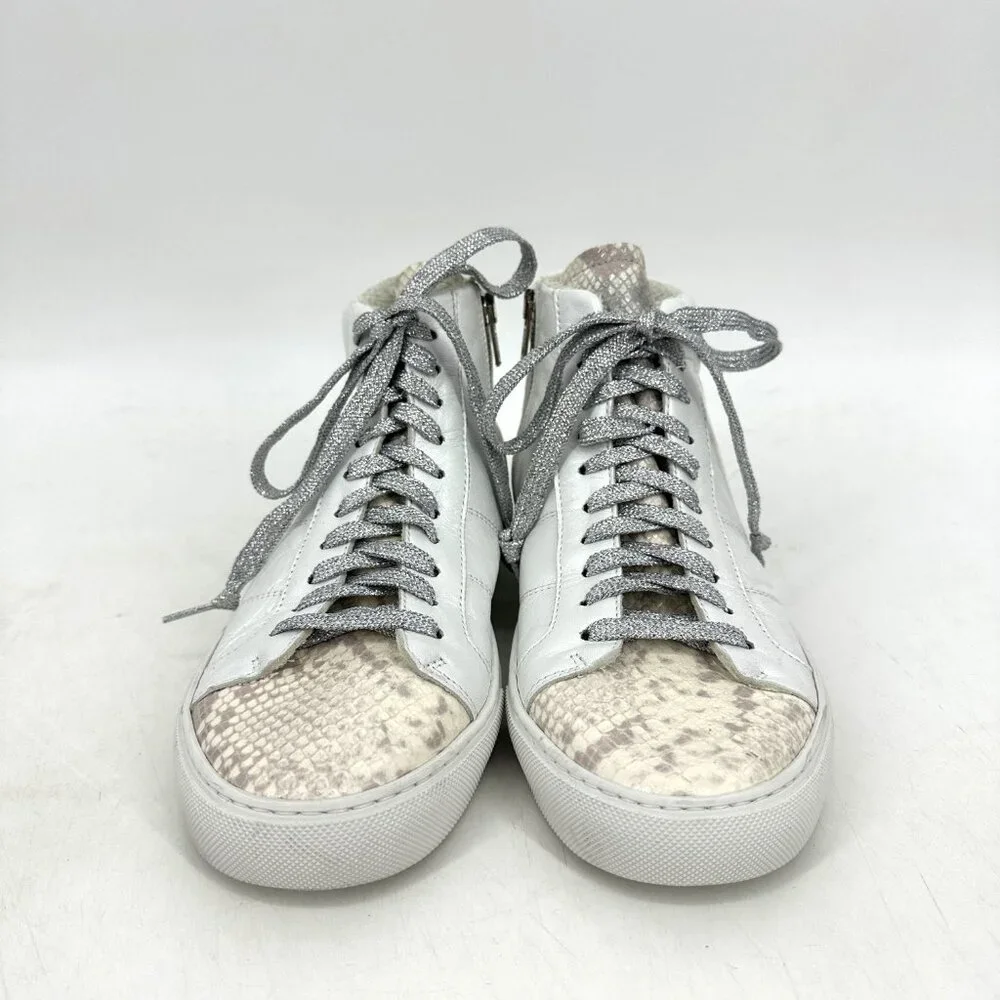 P448‎ Star High Top Sneaker Sunset Snake Embossed Leather Glitter White 39 9